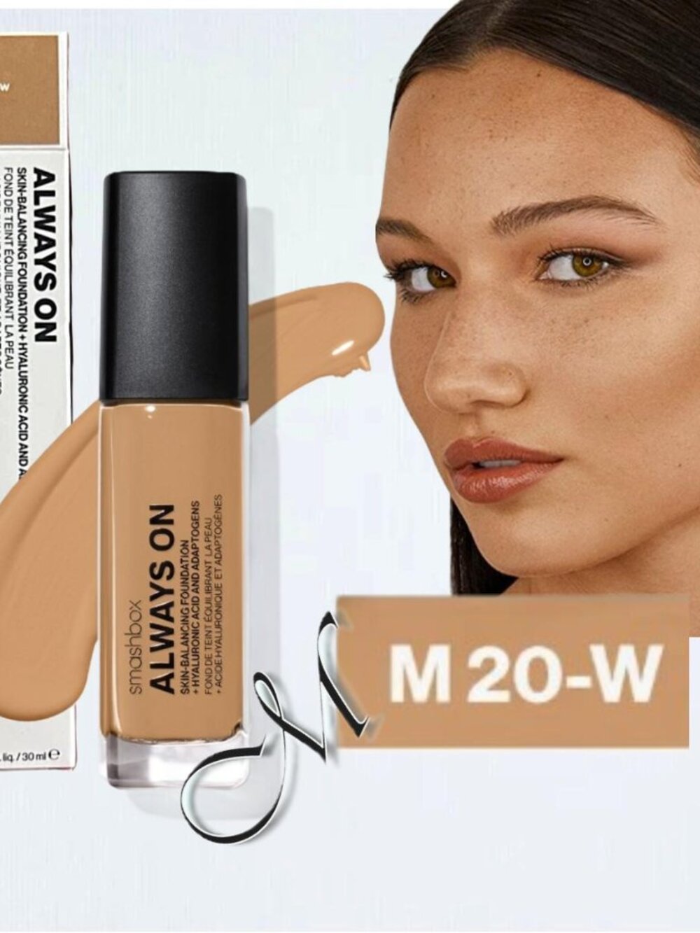 SMASHBOX ALWAYS ON Skin Balancing Foundation* ~ M20-W (Medium Warm) 30ml NIB